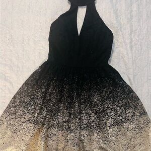 B Darlin Black and Gold Backless Dress